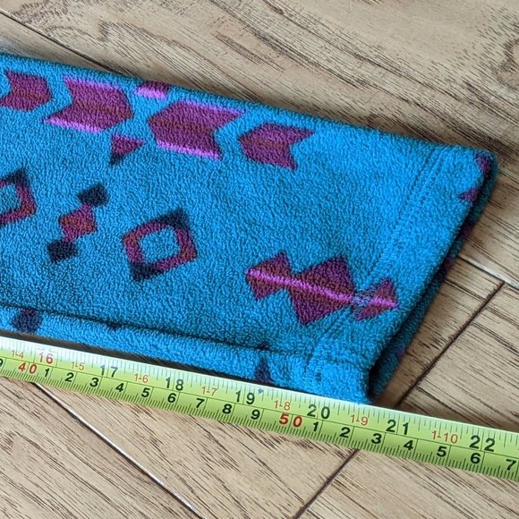 Eddie Bauer Fleece Small Sweater Green-Blue Southwest Native American Motif - Picture 7 of 8